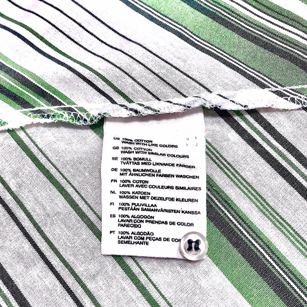 H&M Men's Green And White Striped Button Front No Tuck Shirt Small - Picture 4 of 9